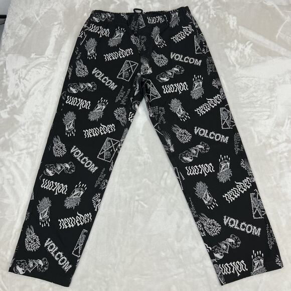 Volcom Pants Mens Small Black Elastic Waist Artist Vaderetro Skater Punk Y2K - Picture 1 of 12